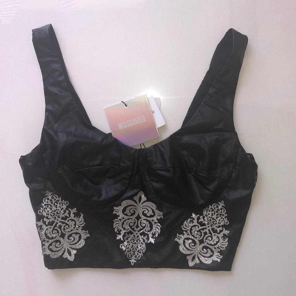 Embellished Black Crop Top